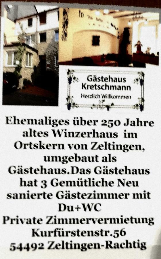 Gästehaus Kretschmann Zeltingen-Rachtig Exterior foto
